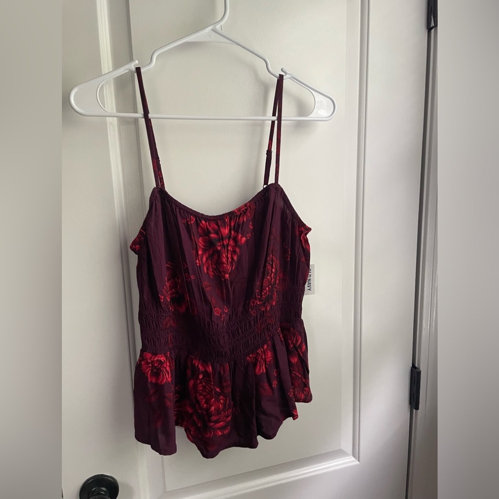 Old Navy Burgundy Floral Top